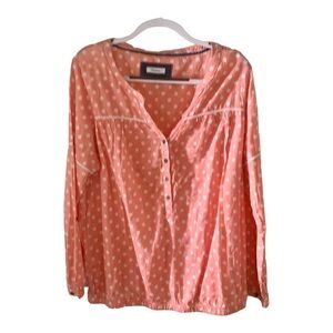 Yessica Women’s Shirt 3/4 Button Up Pink & White  Linen Size L / 42-44EU